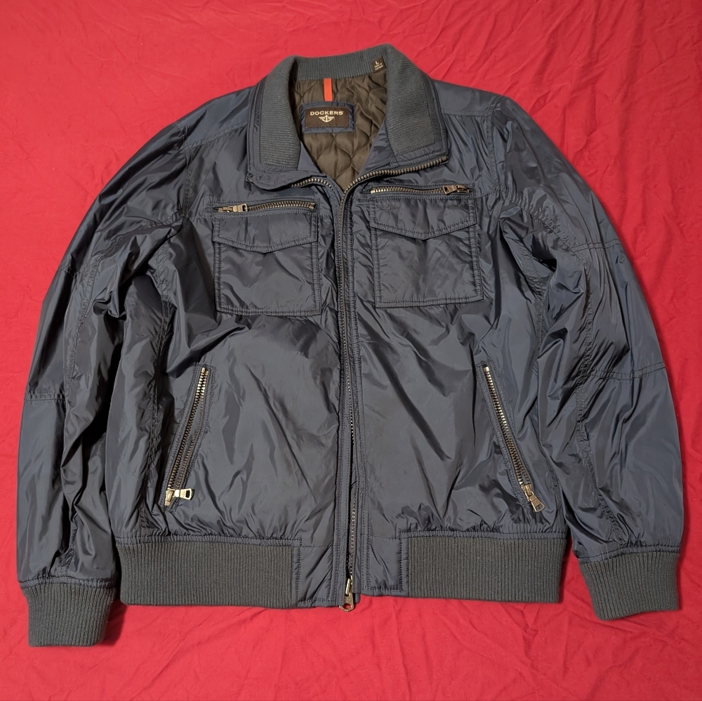 Dockers Men's Nylon Bomber Jacket Blue